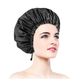 Shower Caps, Double Layer & Adjustable Bathing Cap for Shower, Extra Large Reusable Hair Cap for Women, Waterproof Exterior & EVA Lining, Oversized Design for All Hair Lengths/Style