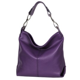 AmbraModa GL033 Women's Genuine Leather Handbag Shoulder Bag - Purple -