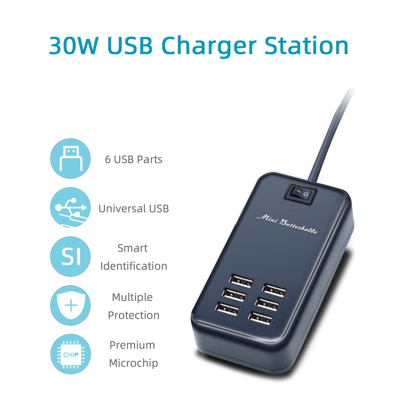 USB Charger Station, 6 Port Desktop Charging Station for Multiple