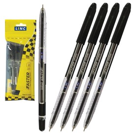 LINC Fastero Super Smooth Ballpoint Pens Comfort Grip Office School Business Ideal (5 x 0.7mm BLACK Ball Pens + 1 x ZOFAX Black Ball Pen)