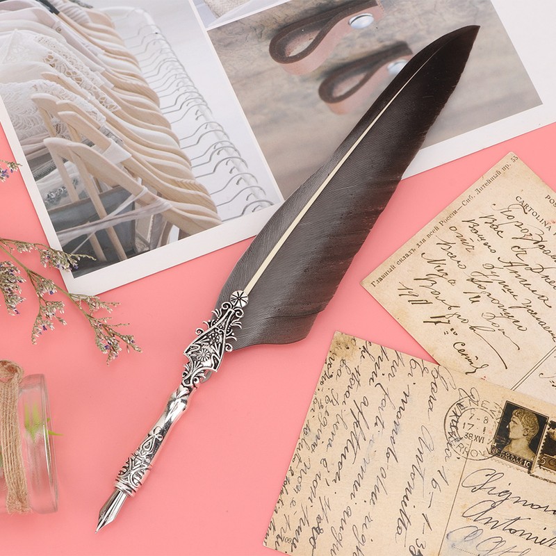 Vintage Classical Fountain Pen Sign Pen Calligraphy Feather Quill Dip