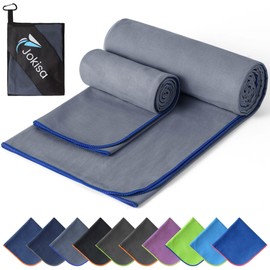 Set of 2 Sports Towels (180 x 90 cm Hand Towels Large + 100 x 50 cm Gym Towel), Quick Drying and No Sand Microfibre Towel, Microfibre Towels for Fitness, Beach, Gym, Camping