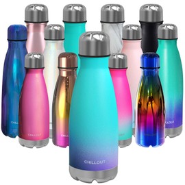 CHILLOUT LIFE Stainless Steel Water Bottle for Kids School: 12 oz Double Wall Insulated Cola Bottle Shape for Cold and Warm Drinks, BPA Free Metal Sports Bottle for Boys, Girls & Women