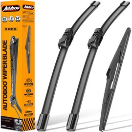AUTOBOO - Limpiaparabrisas de 24 pulgadas + 18 pulgadas con limpiaparabrisas trasero de 14 pulgadas de repuesto para Mazda CX-5 CX-9 CX5 CX9 2017 2018 2019 2020 2021 - Calidad original de fábrica