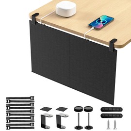 ERGO COLLECT No Drill Under Desk Cable Management and Privacy Panel 2 in 1 | Modesty Panel with Cord Organizer |Felt Standing Desk Back Skirt for Office,Home(23.6")