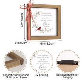 pechpell 6 Inch Cardinal Decor Sign, Wooden Sympathy Gifts for Loss of Loved One, Memorial Plaque Remembrance Bereavement Gift Table Desk Mantle Rustic Cardinal Decorations for Home