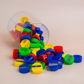 MINGZE Pack of 48 Pencil Sharpeners, Plastic Handheld Single Hole Pencil Sharpeners for School Office Use, Rotundity