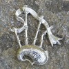 William Sturt Scottish Bagpipe Brooch Hand Cast in German Pewter,