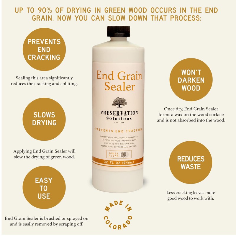End Grain Sealer Clear 32oz by Preservation Solutions, Prevents End