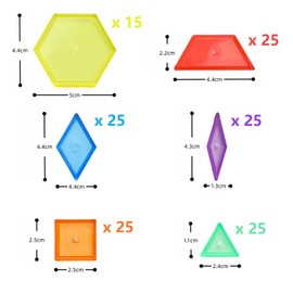 Odoorgames 140 Pcs Translucent Pattern Blocks - Educational Light Table Manipulatives and Accessories - Fun and Engaging Geometric Shapes