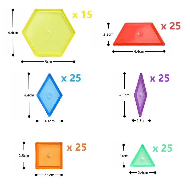 Odoorgames 140 Pcs Translucent Pattern Blocks - Educational Light Table