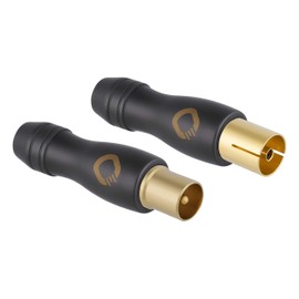 Oehlbach Transmission Shift M+F Antenna Plug & Socket IEC Coax (m/w) (Coaxial, Adapter, Screwable) Gold-Plated for TV/Radio Connection - Pack of 2