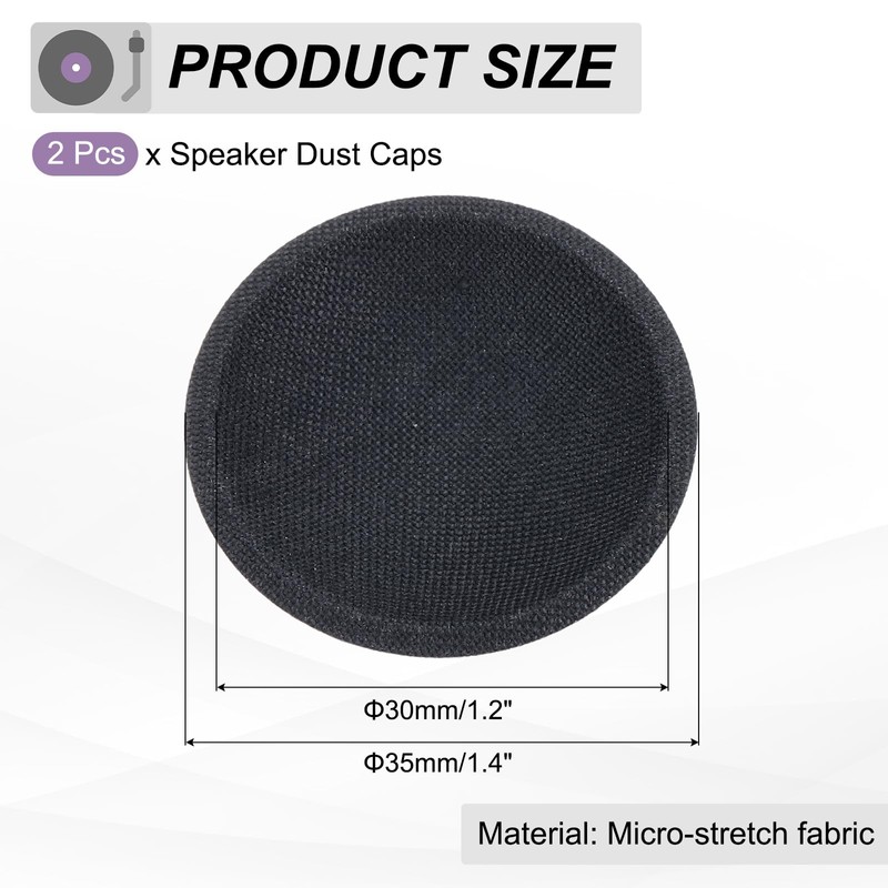 sourcing map 2 Pcs Speaker Dust Cap 35mm/1.4" Outer Diameter
