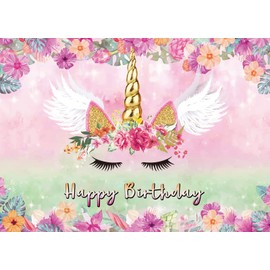 LTLYH - Fondo de fotografía de cumpleaños de unicornio de 5 x 3 pies, decoración de fiesta de unicornio para niñas, suministros de pancarta de mesa de tartas, accesorios de estudio A054
