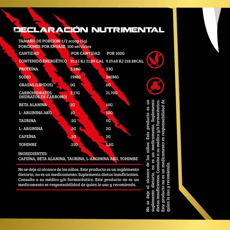 Óxido Nítrico Fox Suplements Pre Entreno 500g 100 Servicios Uva