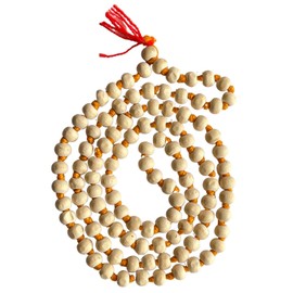 NAISHA ( Pack of 3 Rudraksha Mala, Tulsi Japa Mala & Original Vaijanti Mala White Bead Natural Himalaya 5 face Panch Mukhi Rudraksha 108+1 Beads