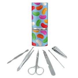 Jelly Bean Candy Pattern Stainless Steel Manicure Pedicure Grooming Beauty Care Travel Kit