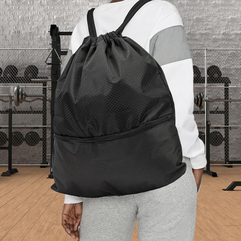 Drawstring Backpack, String Bag Drawstring Bag with Front Pocket, Draw