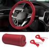HEVLE Leather Steering Wheel Cover Lace Up, Car Wheel Cover,