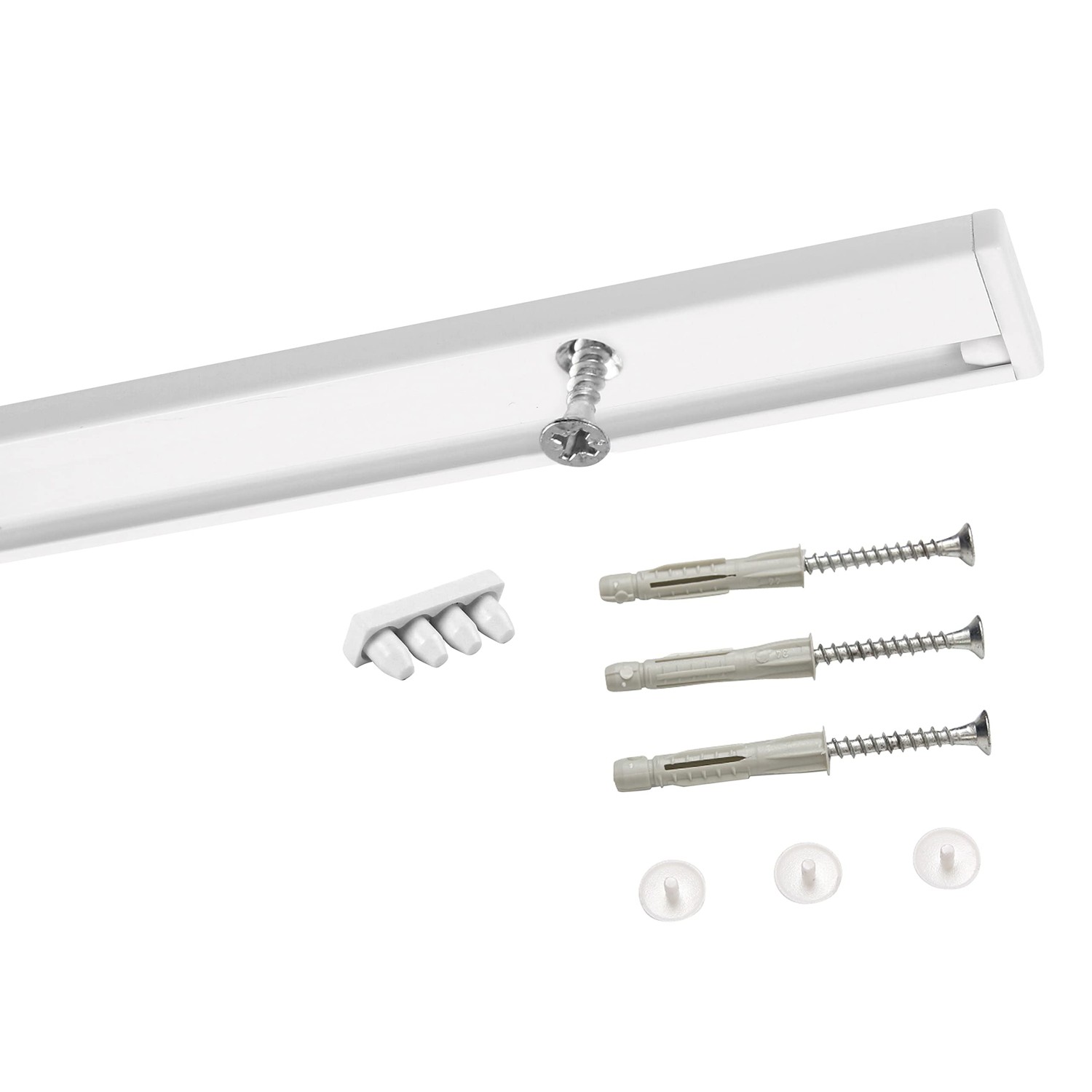 Deco-Raum Curtain Rail Made to Measure Aluminium 1-Track Pre-Drilled ...