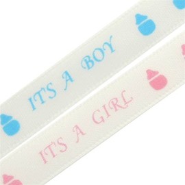 It's a Girl Baby Bottle Satin Print Ribbon, 3/8-Inch, 10 Yards, Light Pink