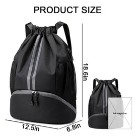 WUBAYI Drawstring Bag, Football Boot Bag,Gym Sack Swimming Bag,Unisex Large Drawstring Bags with Wet and Dry Separation Bag,Waterproof Gym Bag for Men Women Sports Gym Travel,Sport,School,