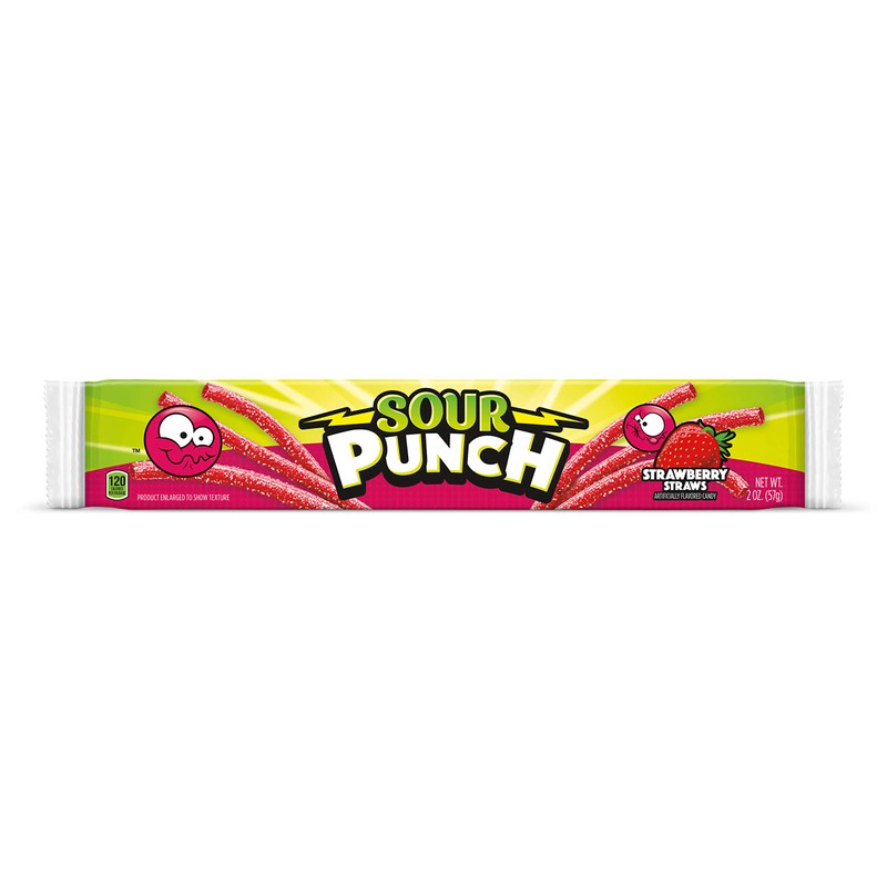 Sour Punch Strawberry Sour Straws 2oz Tray (Pack of 24)