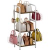 Tuohours 3-Tier Purse Organizer Rack, Iron & Wood Floor-Standing Bag