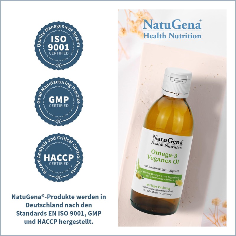 NatuGena Omega-3 Vegan Oil with Vegetable Algae Oil from Sustainable