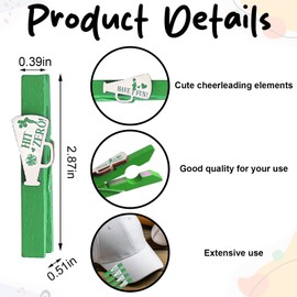 LANGFON 28PCS Green Cheer Pins Spirit Clips Clothes Pin for Backpacks Cheerleader Gifts Craft DIY, Wooden Glitter Cheer Pins for Gift Team Accessories Party Favors Ribbon Decor Supplies Cheer Stuff