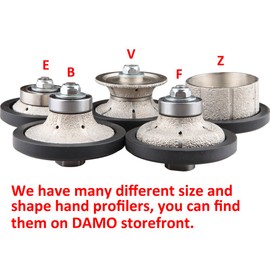 DAMO 3/8 inch Demi Bullnose Half Bullnose Roundover Medium Diamond Hand Profiler Router Bit Profile Wheel with 5/8-11 Thread for Granite Concrete Marble Countertop Edge