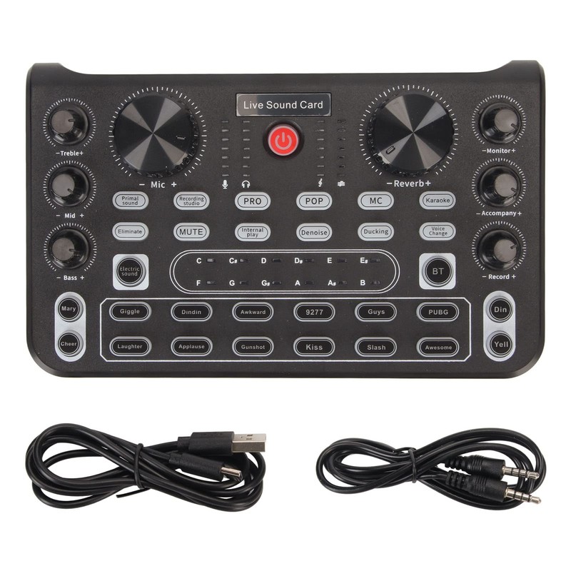 Live Sound Card, Bluetooth Mini Audio Mixer Board with Sound
