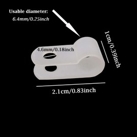 Honbay 100PCS 1/4 Inch White Nylon R-Type Cable Clamps Wire Clamps Wire Clips for Wire Management