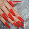 Bright Red Solid Color Press On Nails Extra Long Square