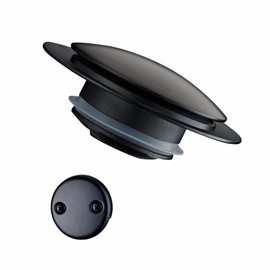 Black Tub Drain Stopper,Welsan Universal Pop Up Bathtub Stopper Replacement Tip Toe, Lift and Turn with 2-Hole Overflow Face Plate Cover and EZ Bath Tub Plug Stopper (Matte Black)