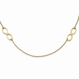 Stainless Steel Double Infinity Love Knot Symbol Yellow IP-Plated Pendant Necklace Charm Chain - with Secure Lobster Lock Clasp 20.5"