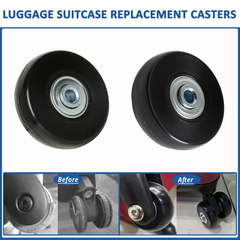 45mm 4PCS Luggage Suitcase Replacement Wheels and Hacksaw for Trolley
