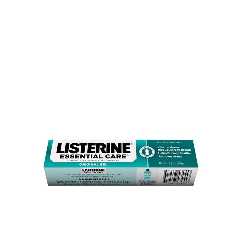 Listerine Essential Care Fluoride Toothpaste Gel-Mint, 4.2 Ounce (Pack of