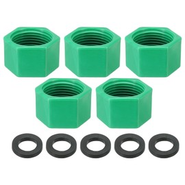 PATIKIL G3/4" Hex Female Thread PPR Pipe Fitting End Cap Connector Plug, 5Pcs Garden Irrigation Water Tubing Stopper for Preventing Leakage, Green