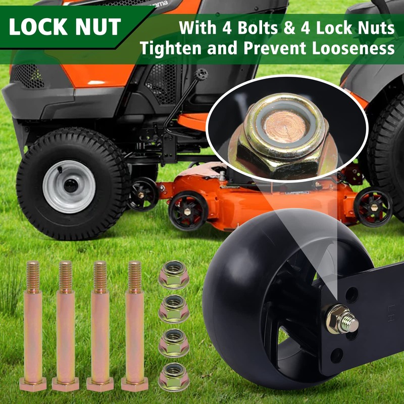 CheeMuii Mower Deck Gauge Wheels with Deck Brackets Kit 4