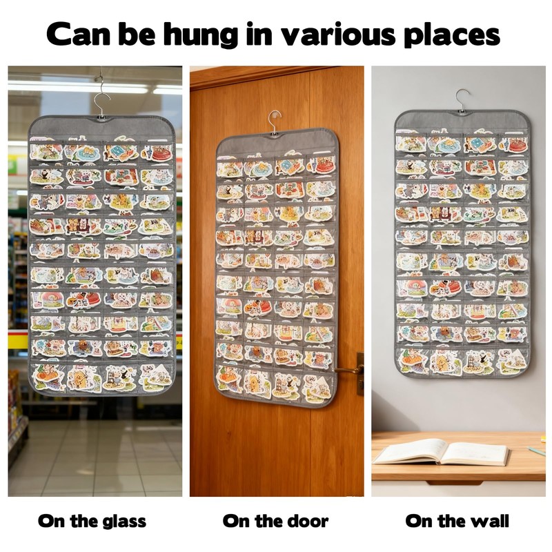KKONHII 2 Pcs Hanging Sticker Display Organizer, Portable Double-Sided 320