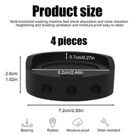 Anti Vibration Pads for Washing Machine Anti-Walk Washer and Dryer Mat Set Ideal for Vibration Reduction and Shock Absorber Appliance Noise Dampening Rubber Isolation Feet Fit Washing (4)