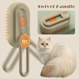 Cat Spritz Defur Comb, Spritz Defur Comb for Cats, 3 in 1 Pet Steam Brush, 3in1 Pet Brush, 3 in 1 Steamy Pet Brush Cat, Steamer Comb for Dogs, For Cats and Dogs Grooming Tool (Brown)