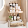 DELAMU 2-Tier 2-Drawer Countertop Organizer, Ideal for storing cosmetics, skincare,