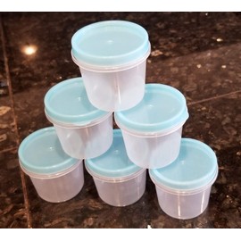 6 Piece Reusable Salad Dressing 1oz Container Set with Snap Airtight Lids - Great for Lunches On The Go