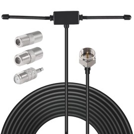 FM Dipole Antenna Adhesive Mount with 3 Connector Adapters for TV Radio Home Stereo Receiver Indoor Music System AV Audio Video Home Theater Receiver