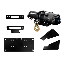 SuperATV Winch Mounting Plate for Kawasaki Mule Pro DX/DXT/FX/FXT/FXR/FXT Ranch Edition (See Fitment) | Compatible with Many OEM and Aftermarket Winches | CNC Brake Press Steel Construction