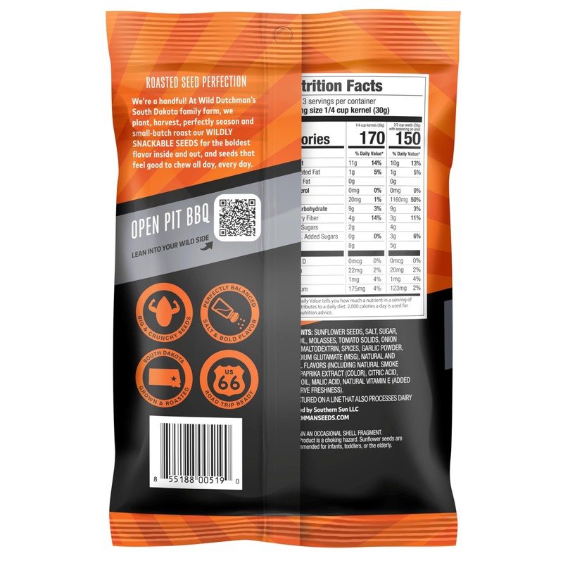 Wild Dutchman Roasted Sunflower Seeds in a Resealable Bag for