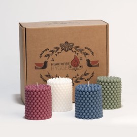 Hearthfire Hygge Bubble Candle Soy Candle Sets | Unscented Mini Pillar Candle Aesthetic | 25-Hr Burn Time Bubble Candles Aesthetic | Trendy Colored Funky Candles | Soy Wax Preppy Candles