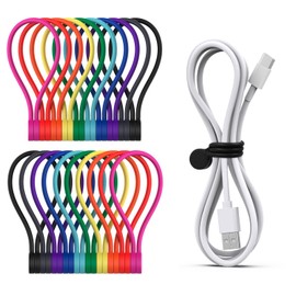 SMART&COOL Wiederverwendbare Magnetische Kabelbinder, Multifunktionale Silikon Magnet Kabelbinder für Kabelmanagement und Organisieren, 10 Farben Magnetic Cable Ties, 182 mm(20 Stück, Bunt)